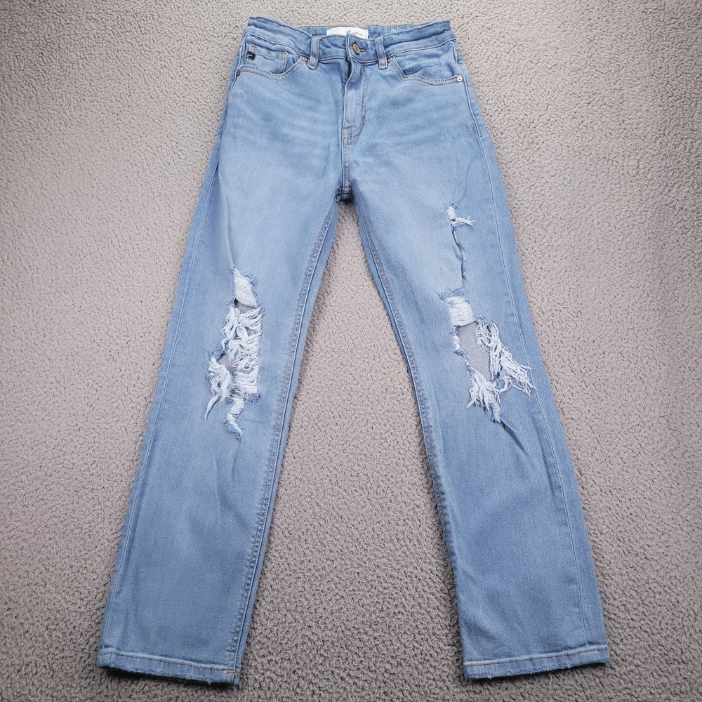 KANCAN Jeans Womens Size 7/27 Norrine High Rise‎ Slim Straight Distressed Denim